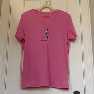 Life Is Good Pink Tee with Golf Design